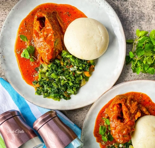 Pounded Yam ( foofoo, Ugali ) and Fish